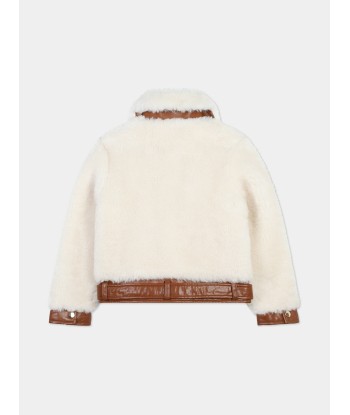 Chloé Girls Faux Shearling Jacket in Ivory de technologie