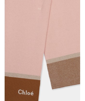 Chloé Girls Knitted Logo Scarf in Pink en linge