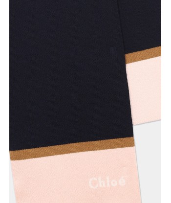 Chloé Girls Knitted Logo Scarf in Navy prix