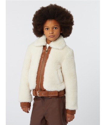 Chloé Girls Faux Shearling Jacket in Ivory de technologie