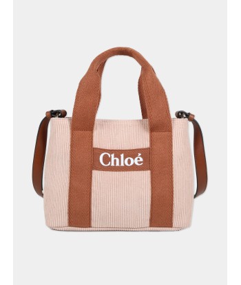 Chloé Girls Corduroy Shoulder Bag in Pink (25cm) en linge