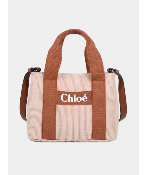 Chloé Girls Corduroy Shoulder Bag in Pink (25cm) en linge