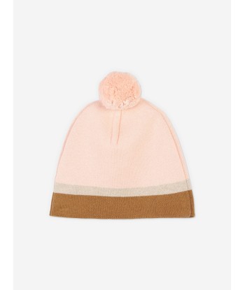 Chloé Girls Knitted Bobble Hat in Pink pas cher