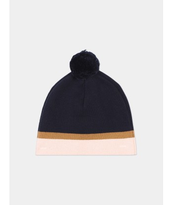 Chloé Girls Knitted Bobble Hat in Navy vous aussi creer 