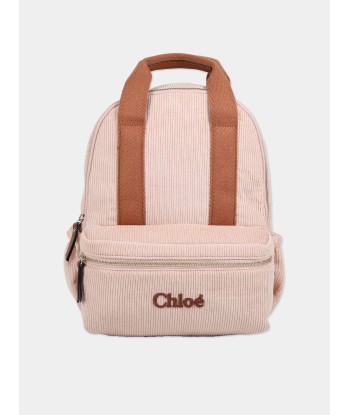 Chloé Girls Corduroy Backpack in Pink (36cm) pas cher 