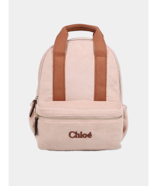 Chloé Girls Corduroy Backpack in Pink (36cm) pas cher 