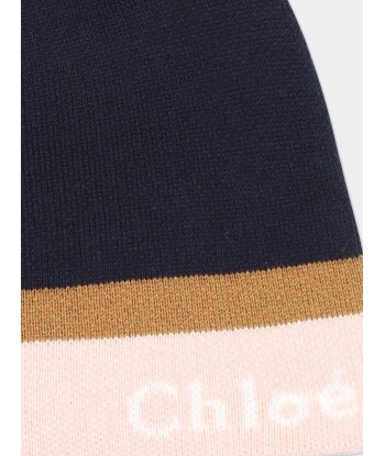 Chloé Girls Knitted Bobble Hat in Navy vous aussi creer 