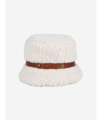 Chloé Girls Faux Shearling Hat in Ivory des créatures d'habitude