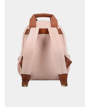 Chloé Girls Corduroy Backpack in Pink (36cm) pas cher 