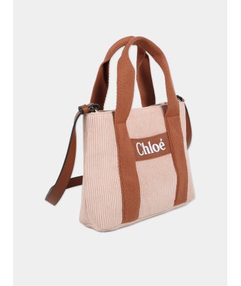 Chloé Girls Corduroy Shoulder Bag in Pink (25cm) en linge