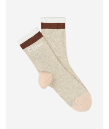 Chloé Girls Jacquard Logo Socks in Beige une grave pollution 