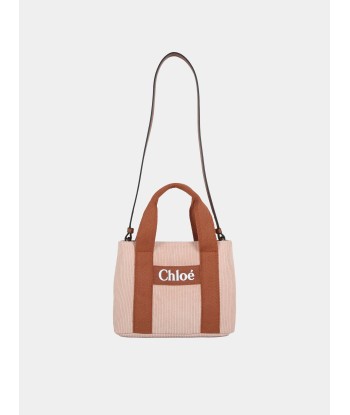 Chloé Girls Corduroy Shoulder Bag in Pink (25cm) en linge