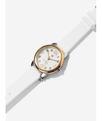 Tommy Hilfiger Girls Silicone Strap Watch in White 34mm (One Size) offre 