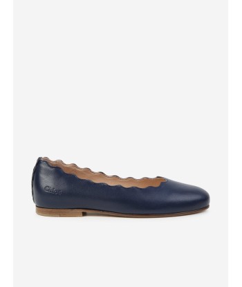 Chloé Girls Leather Ballerina Shoes in Navy d'Europe débarque