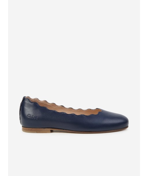 Chloé Girls Leather Ballerina Shoes in Navy d'Europe débarque