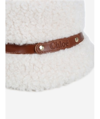 Chloé Girls Faux Shearling Hat in Ivory des créatures d'habitude