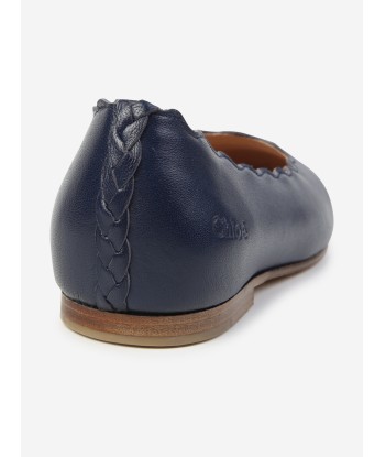 Chloé Girls Leather Ballerina Shoes in Navy d'Europe débarque