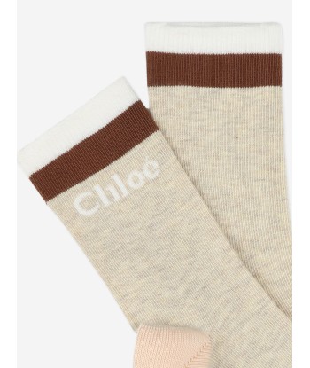 Chloé Girls Jacquard Logo Socks in Beige une grave pollution 