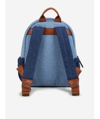 Chloé Girls Denim Logo Backpack in Blue (27cm) pas cher 