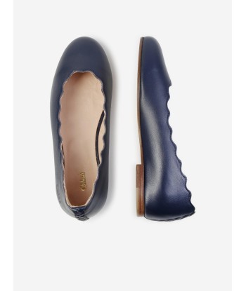 Chloé Girls Leather Ballerina Shoes in Navy d'Europe débarque