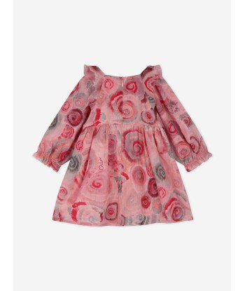 Chloé Baby Girls Spiral Print Ceremony Dress in Pink de la marque