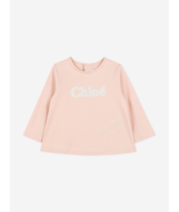 Chloé Baby Girls Long Sleeve Logo T-Shirt in Pink Les êtres humains sont 