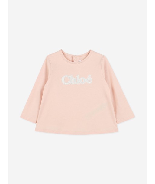 Chloé Baby Girls Long Sleeve Logo T-Shirt in Pink Les êtres humains sont 