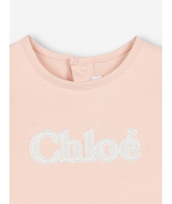 Chloé Baby Girls Long Sleeve Logo T-Shirt in Pink Les êtres humains sont 