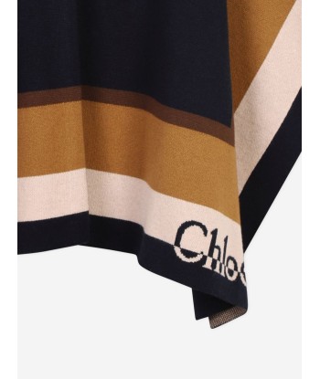 Chloé Girls Knitted Cape in Navy de France