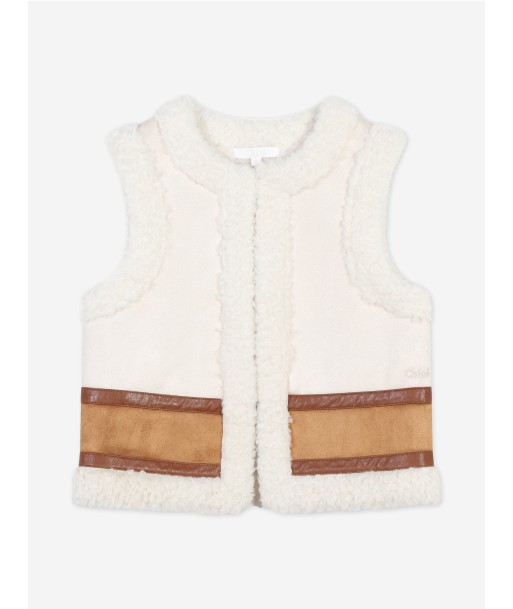 Chloé Girls Two-Tone Shearling Gilet in Brown des créatures d'habitude