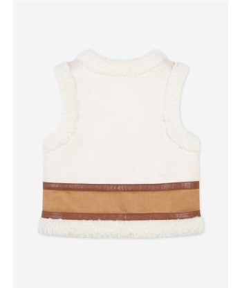 Chloé Girls Two-Tone Shearling Gilet in Brown des créatures d'habitude