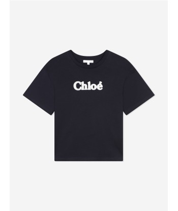 Chloé Girls Embroidered Logo T-Shirt in Navy Le MVP de beaucoup