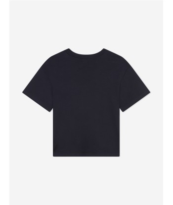 Chloé Girls Embroidered Logo T-Shirt in Navy Le MVP de beaucoup