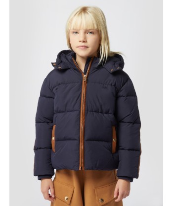 Chloé Girls Down Padded Puffer Jacket in Navy acheter en ligne