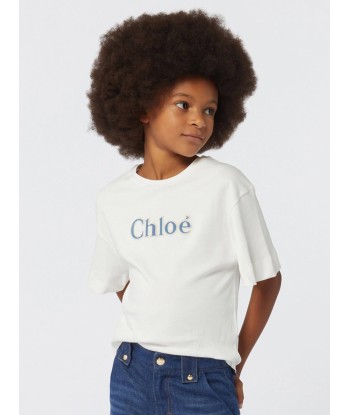 Chloé Girls Logo T-Shirt in White Découvrez la collection