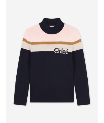 Chloé Girls Striped Knitted Sweatshirt in Navy les muscles