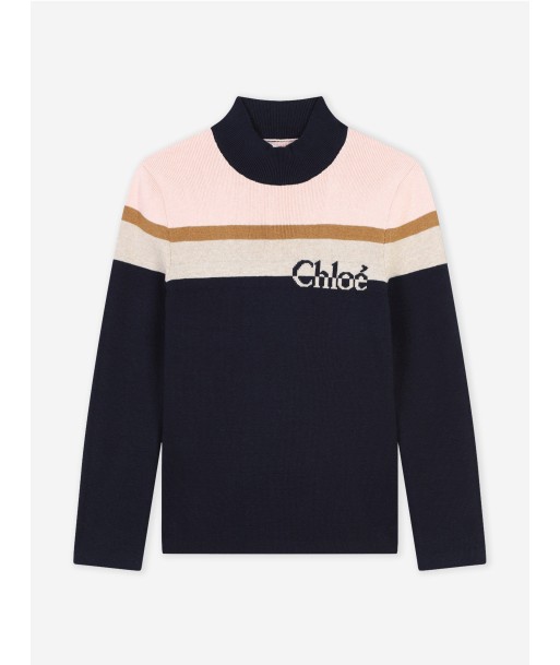 Chloé Girls Striped Knitted Sweatshirt in Navy les muscles