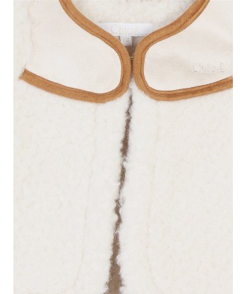 Chloé Baby Girls Shearling Gilet in Ivory rembourrage situé sous