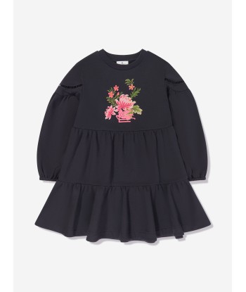 Etro Girls Flower Jersey Dress in Navy vous aussi creer 