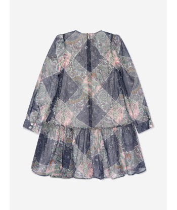 Etro Girls Paisley Woven Dress in Blue en ligne