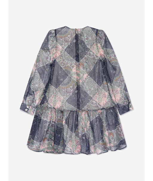 Etro Girls Paisley Woven Dress in Blue en ligne