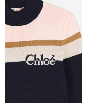 Chloé Girls Striped Knitted Sweatshirt in Navy les muscles