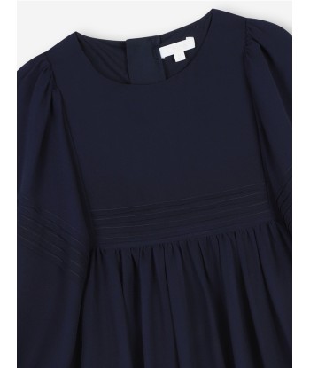 Chloé Girls Silk Embroidered Dress in Navy store