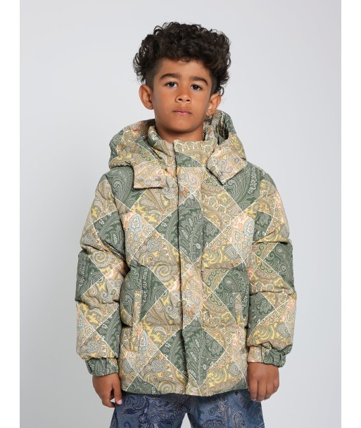 Etro Boys Paisley Puffer Jacket in Green la livraison gratuite