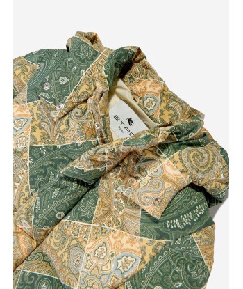 Etro Boys Paisley Puffer Jacket in Green la livraison gratuite