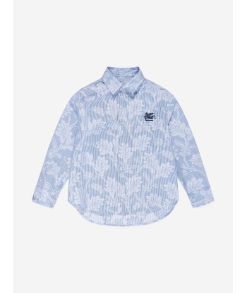 Etro Boys Jacquard Logo Shirt in Blue Venez acheter