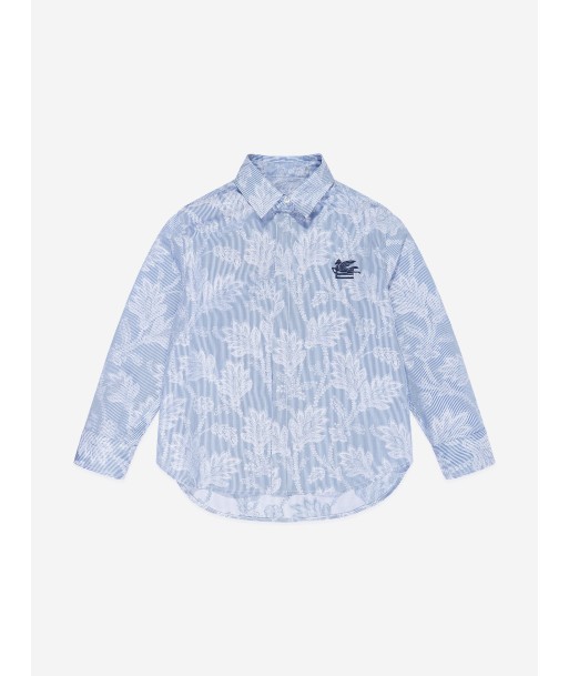 Etro Boys Jacquard Logo Shirt in Blue Venez acheter