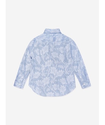 Etro Boys Jacquard Logo Shirt in Blue Venez acheter