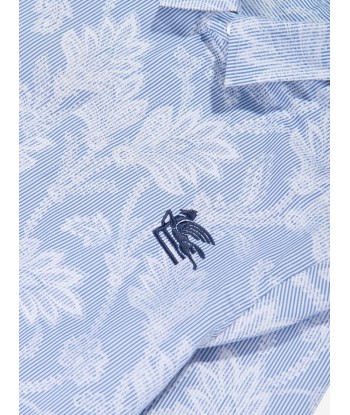 Etro Boys Jacquard Logo Shirt in Blue Venez acheter