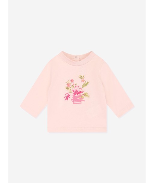 Etro Baby Girls Long Sleeve Logo T-Shirt in Pink de pas cher